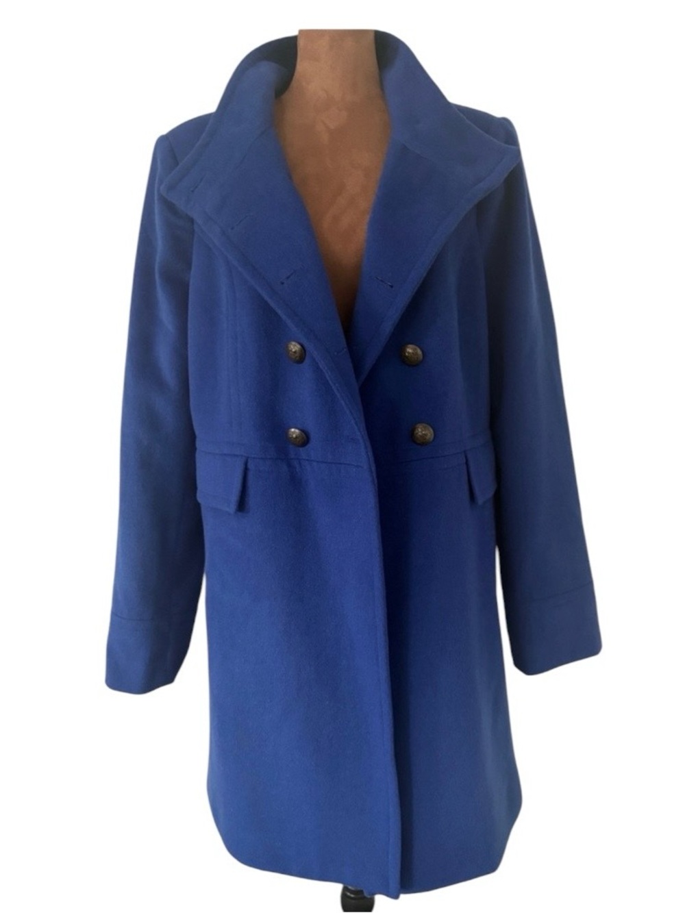 The Limited Royal Blue Wool Blend Military Peacoat Large NWOT